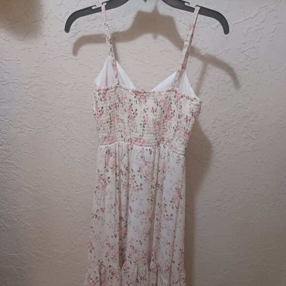 AUW - As U Wish - Floral Midi Dress – Women’s S, Pink Spaghetti Strap Tie-Front - Picture 4 of 13